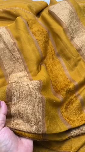 Rs 4600 Masoori Peach Wool Velvet Shawl 3pc [Mustard] [Dispatch Ready]