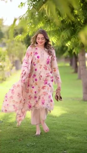 Rs 11500 Aneelas Stitched Lawn Emb Print Chiffon Duppata 3pc [PR-09] [Dispatch Time 2 Months] ~ [Chest 19] [Length 44] SMALL (Shoot Length)