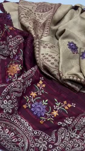 Rs 4000 Dhanak emb 3pc Acrylic shawl [DE]