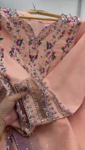 Rs 19500 Aneelas UNstitched Korean raw silk Ada work 3pc [Dispatch time 1 month]