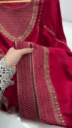 Rs 9500 Aneelas Farshi Shalwar Raw Silk Stitched Emb 3 pc [[Dispatch date 20th July] ~ [Chest 22] [Length 34] LARGE