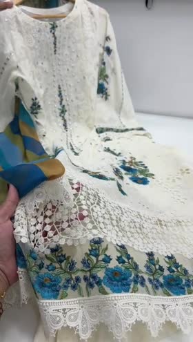 Rs 13500 Aneelas stitched luxury lawn Emb shirt silk Duppata 3pc [Dispatch date 28th April ] ~ [Chest 21] [Length 45] MEDIUM
