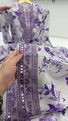 Rs 7000 Aneelas Unstitched lawn print Emb shirt Emb chiffon Duppata Emb trouser 3pc [Dispatch date 25th June ]