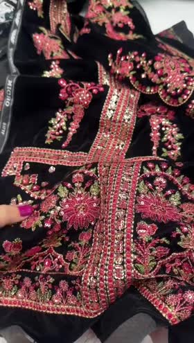 Rs 18500 Aneelas UNstitched wedding velvet shirt velvet heavy shawl and velvet trouser [Dispatch Time 2 months]
