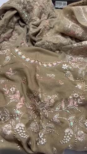 Rs 11500 Nureh Leather Peech Emb 3pc Velvet Emb Shawl New Launch ( NE 212)