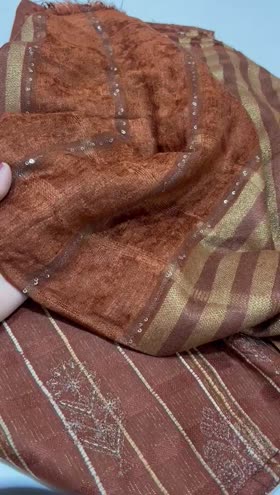 Rs 5500 khubsorat peech leather Emb 3pc fancy peech leather shawl