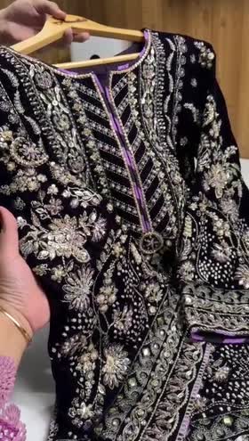 Rs 37500 Aneelas Stitched Bridal/ Wedding Velvet with Ada Work 3pc [VT-01] [Dispatch Time 3 Months] ~ [Chest 19] [Length 48] SMALL