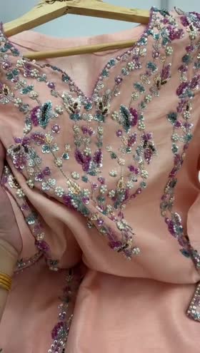 Rs 17500 Aneelas stitched Korean raw silk Ada work shirt trouser [Dispatch time 1 month] ~ [Chest 19] [Length 48] SMALL