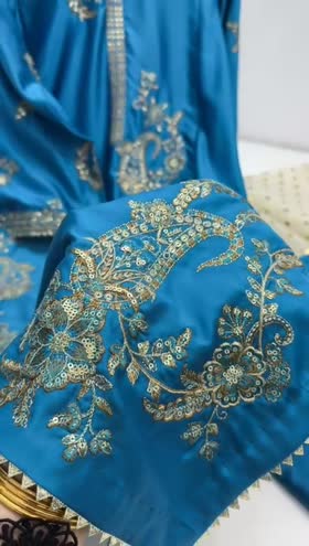 Rs 7500 Aneelas raw silk stitched 3 pc [Dispatch time 2 months] ~ [Chest 22] [Length 43] LARGE