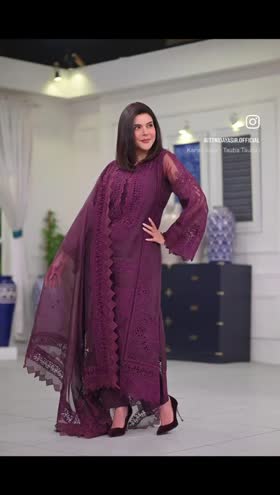 Rs 12000 Aneelas semi formal stitched Organza shirt raw silk inner trouser [Dispatch date 4th March ] ~ [Chest 24] [Length 49] XXLARGE