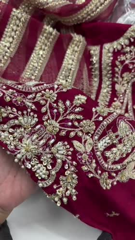 Rs 24500 Aneelas UNstitched Wedding Raw Silk Ada Work Shirt Ada work Trouser 3 pc [Dispatch date 26th May]