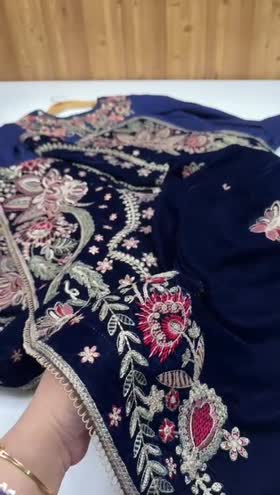 Rs 21500 Aneelas Stitched Velvet Emb Shawl Raw Silk Emb Shirt Trouser 3pc [VT-02] [Dispatch Time 3 Months] ~ [Chest 23] [Length 48] XLARGE