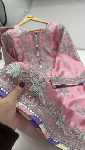 Rs 9500 Aneelas Eid launch stitched silk emb shirt trouser [Dispatch date 18th April ] [D 3] ~ [Chest 19] [Length 39] SMALL