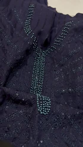 Rs 4000 Dhanak winter pearl work Emb 3 pc shawl