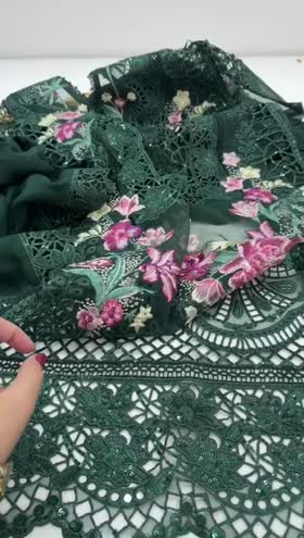 Rs 12000 Aneelas semi formal stitched Organza shirt raw silk inner trouser [Dispatch date 20th March ] ~ [Chest 22] [Length 47] LARGE