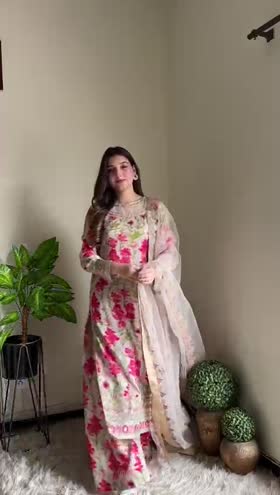 Rs 10950 Aneelas UNstitched Raw silk Emb Shirt Gharara Net Emb Duppata 3pc [FC-06-B] [Dispatch Time 1 Month]