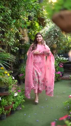 Rs 13500 Aneelas party wear UNstitched organza shirt Duppata lawn inner cambric trouser 4 piece [Dispatch Time 1 Month]