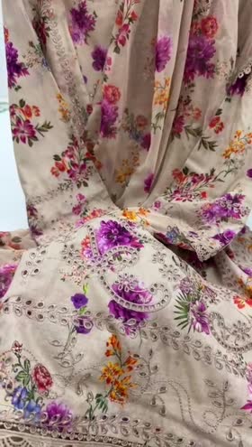 Rs 11500 Aneelas Stitched Lawn Emb Print Chiffon Duppata 3pc [PR-09] [Dispatch Time 2 Months] ~ [Chest 21] [Length 47] MEDIUM
