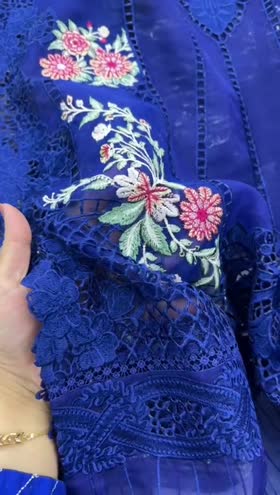 Rs 12000 Aneelas semi formal stitched Organza shirt raw silk inner and trouser.[Dispatch month 12th March ] ~ [Chest 19] [Length 43] SMALL