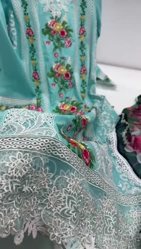 Rs 15000 Aneelas lawn Emb chiffon Duppata 3 pc stitched [Dispatch Date 28th May] ~ [Chest 19] [Length 44] SMALL